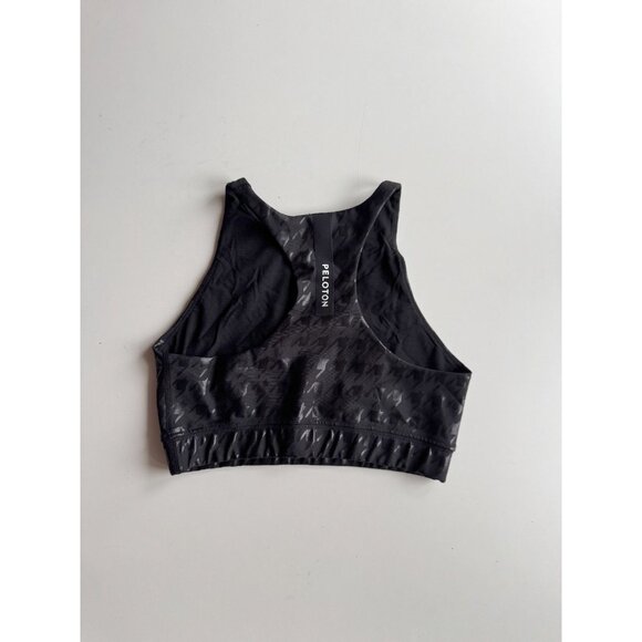 PELOTON Show Up Black Houndstooth High Neck Racerback Sports Bra Top, Size S - Picture 3 of 9